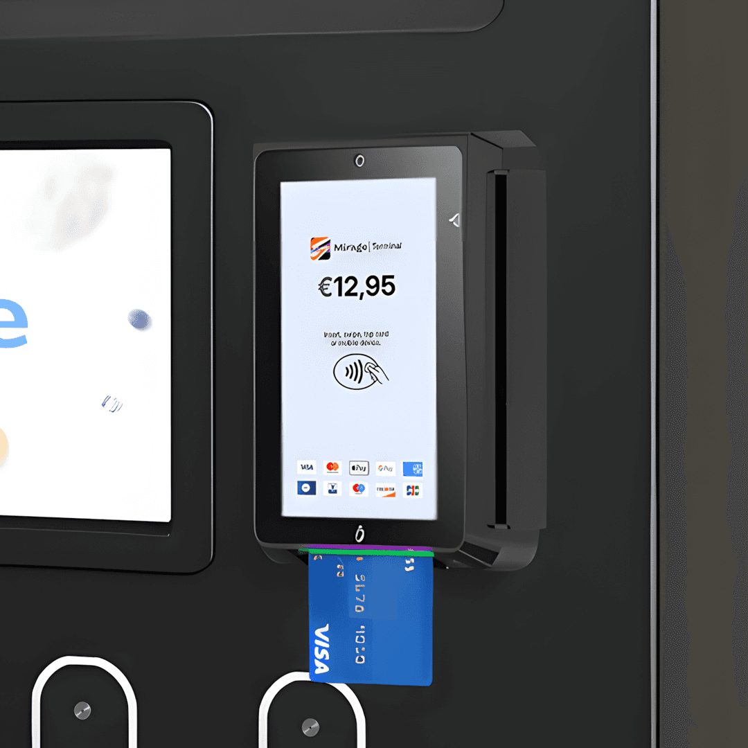 Nahaufnahme des leuchtenden Bezahlterminals